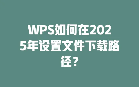 WPS如何在2025年设置文件下载路径? 一