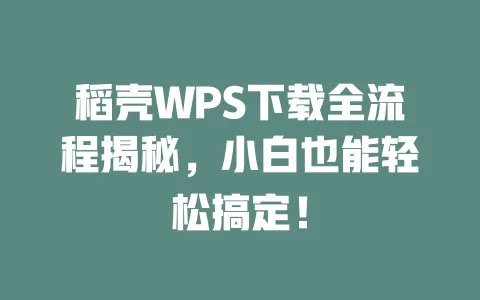 稻壳WPS下载全流程揭秘,小白也能轻松搞定! 一