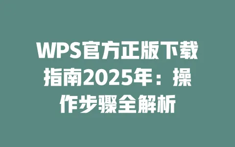 WPS官方正版下载指南2025年：操作步骤全解析 一